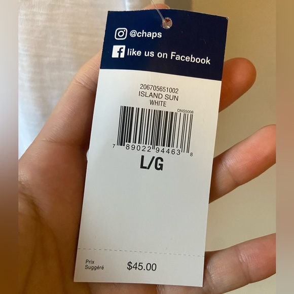 Chaps white tee with buttons NWT - Picture 5 of 5